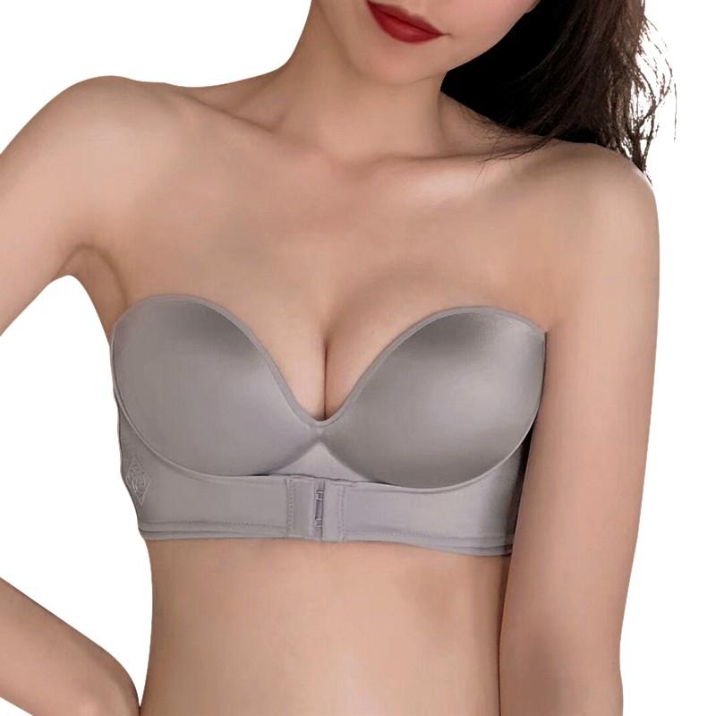 Dame Polstret BH Samle Stroppeløs BH Dame Super Push Up BH Sexy Undertøy Usynlig BH Med Justerbar Skulder Frontlukking BH