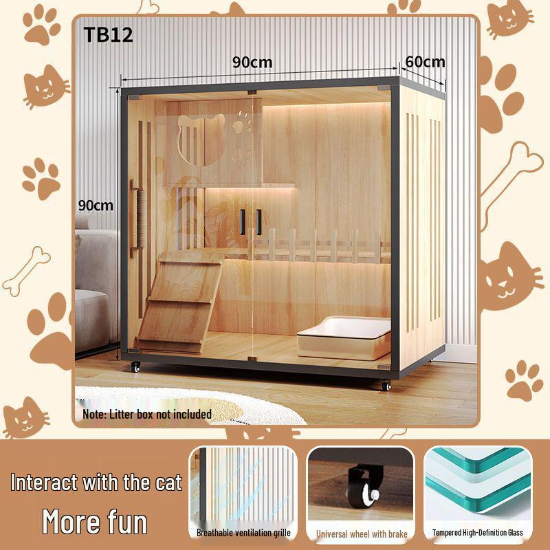 Wooden Indoor Cat Villa: Multi-Functional Pet Cabinet Shelter and Bed