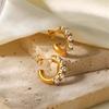 Youthway Stainless Steel Pearls C-shaped Ear Studs 18k PVD Gold Plated Tarnish Free Textured Occident Jewelry Women Gift 2025