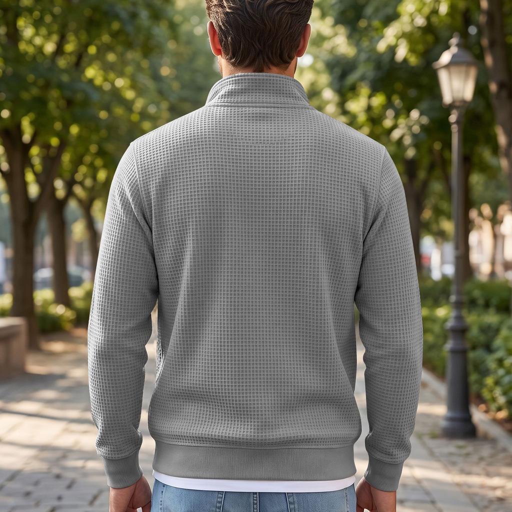 Men's Knit Half Zip Pullover Sweatshirt with Stand Collar Long Sleeve Casual Top