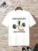 Funny Weightlifting Duck Letter Print Short Sleeve T Shirt Everything Hurts And Im Tired Cartoon Duck Graphic Casual Tee Top