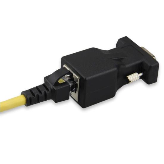 2Pcs 9 Pin Serial Port DB9 RS232 Male Female To RJ45 Cat5e/6 Ethernet Adapter