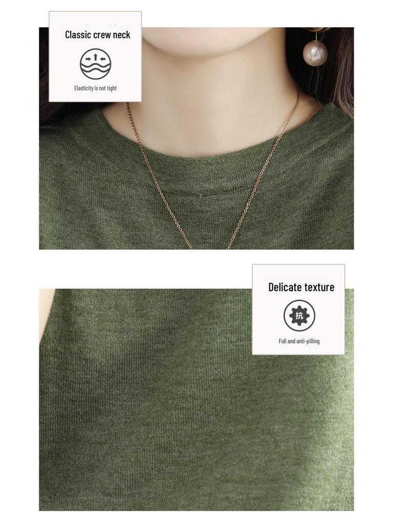 Damen Sommer Kammwolle Kurzarm Rundhals Lässige Strickweste