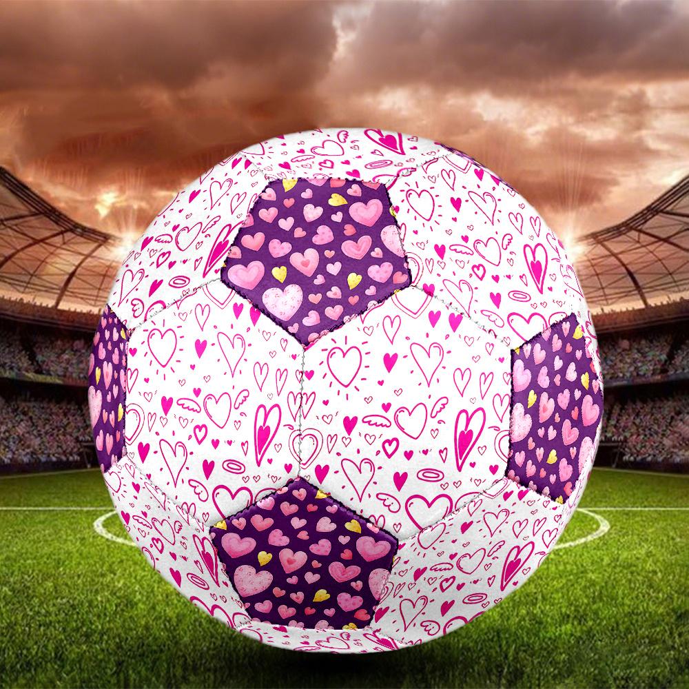 1PZ Pallone da Calcio Cuori Rosa Cuori Colorati Taglia 5 Calcio Cucito a Macchina Universale Indoor/Outdoor Calcio A63