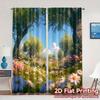 2pcs   2D FLAT PRINTING Curtains (Without Rod) SpringMeadow Modern Curtain Modern Polyester Curtains Decorations For Home Perfect