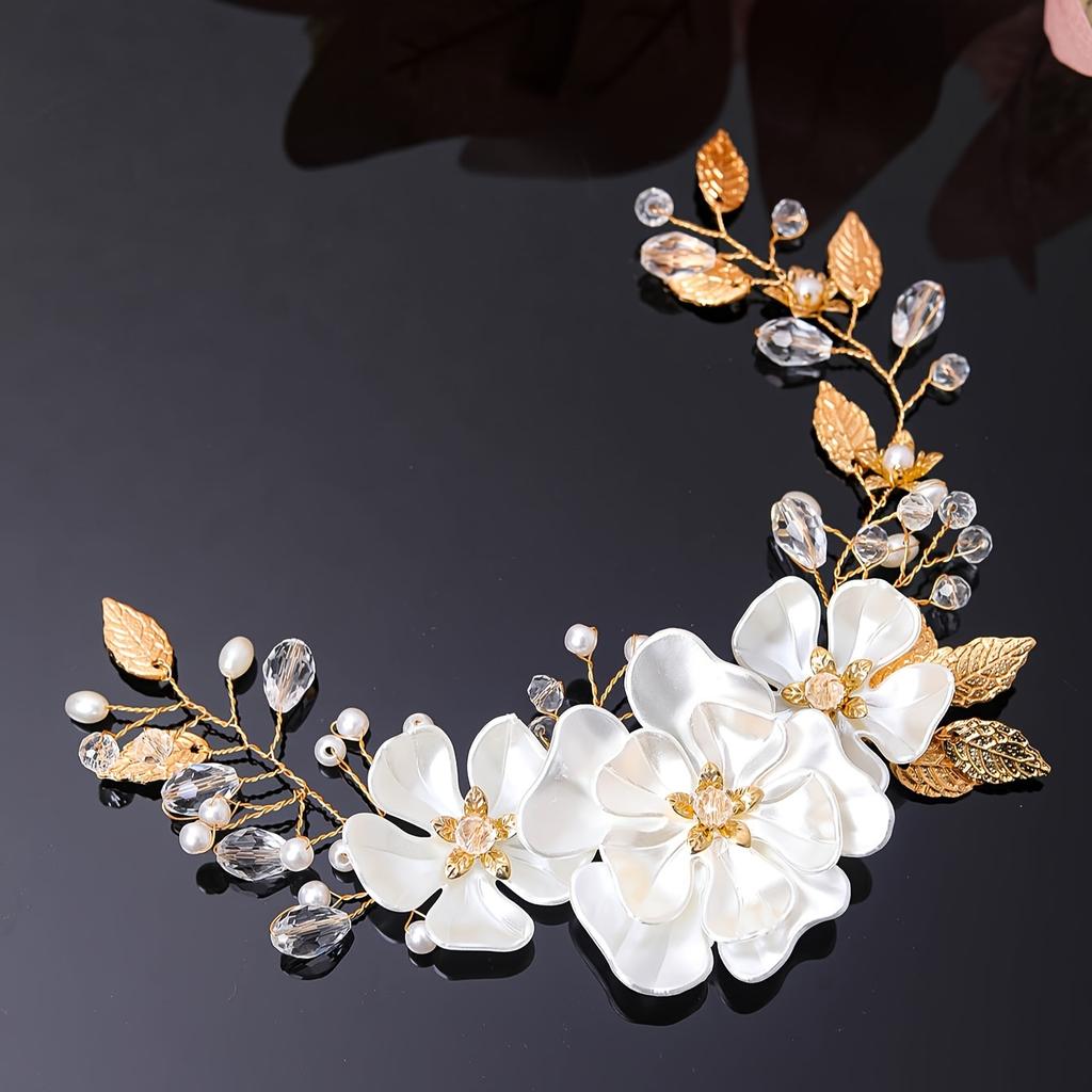 1Pcs Bride Wedding Hair Vine Pearl Leaves Modelling Hair Bands Headdress Baroque Bride Bridesmaid Hair Bands