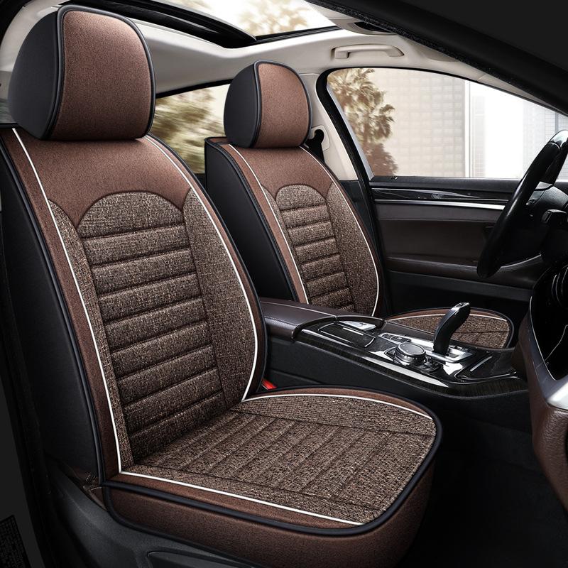 New Sport Style Synthetic Linen/Flax Breathable Car Seat Covers Full Set - Adjustable Seat Covers for 98% Other Types of Cars