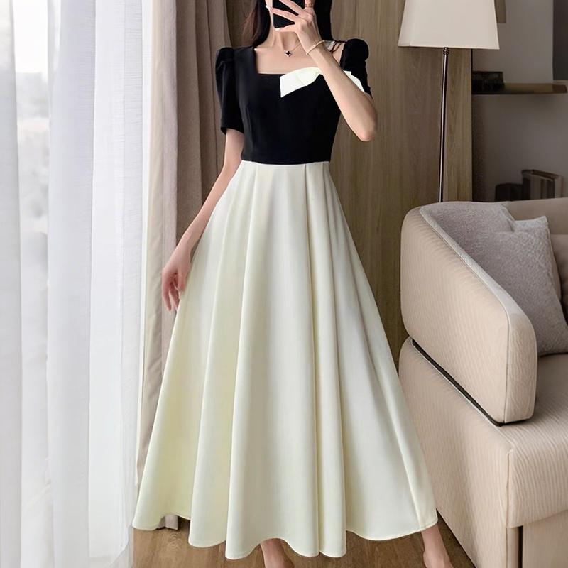 ZANZEA Women Casual Square Collar Summer Short Sleeve Patchwork Long Dress S абрикосовый