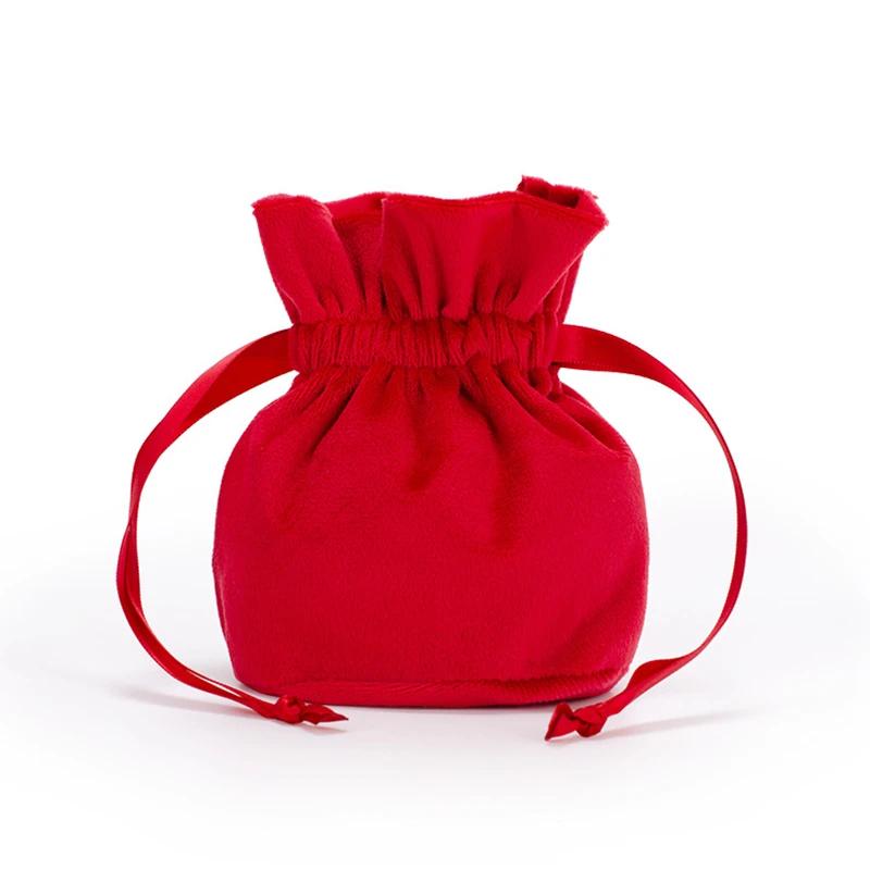 1 Stück Flanell Kordelzugbeutel Schmuck Geschenk Süßigkeiten Zugband Verpackungsbeutel Hochzeit Weihnachten Flanell Kosmetik Aufbewahrungsbeutel