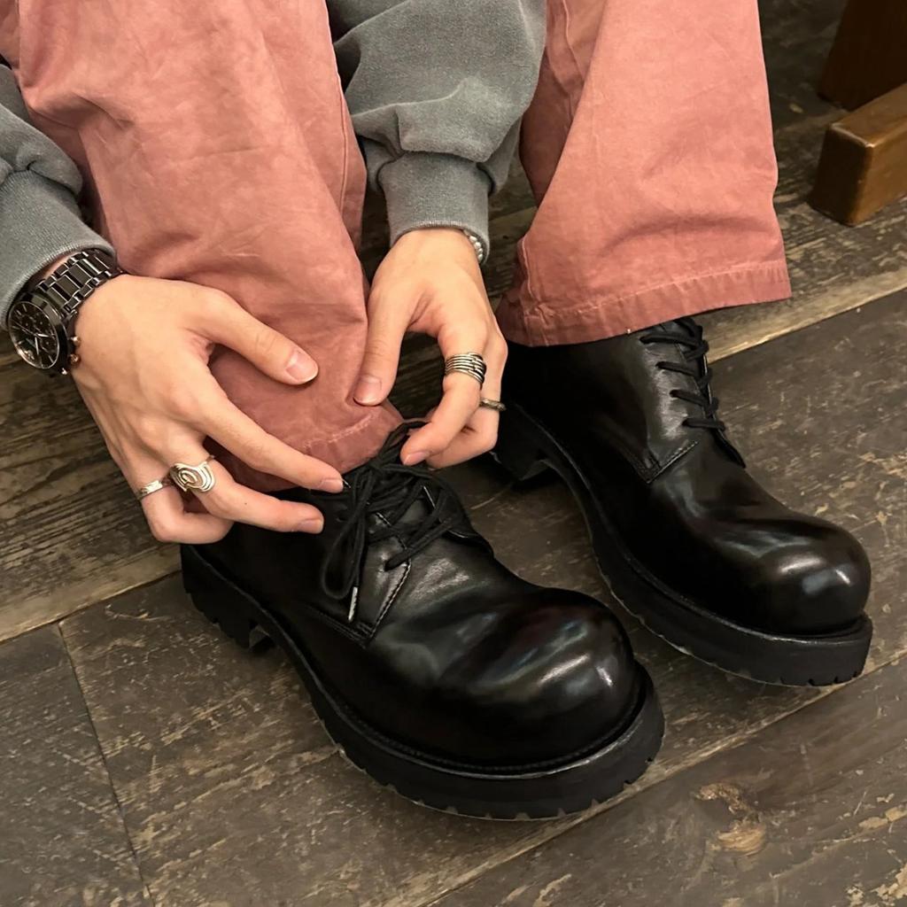 Top Niche, Ghost Emperor Goodyear Derby-Schuhe aus weichem Pferdeleder, gewaschene und alte Retro-Schuhe aus kleinem Leder, Loafer aus echtem Leder