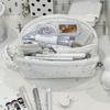 Cute White Pencil Case Shell-shape With Handle Pen Bag Star Print Large Capacity Stationery Organizer Students