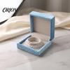Portable Jewelry Case for Stores Sky Blue Velvet Box, Flip Top with Small Packaging Box Retail Soft Flannel Lining, Protective Container Bracelet And