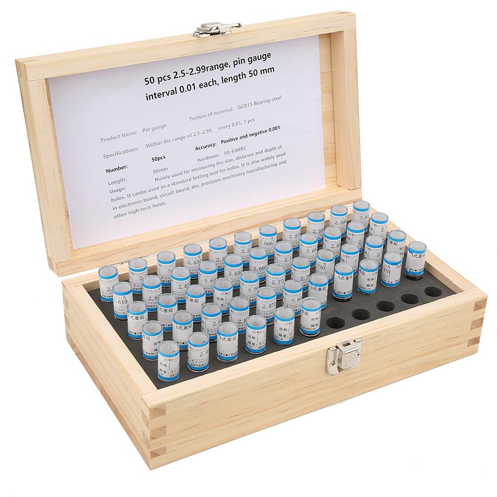 

50 шт. 2.52.99 мм набор калибров штифтов 0.001 мм допуск подшипниковой стали прецизионный инструмент