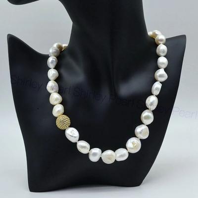 Authentic Baroque Pearl Necklace Irregular Natural Freshwater Pearl Large Particle Diamond Ball Pendant Women's Necklace