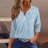 Women's Casual V-Neck Leopard Print 3/4 Sleeve Button T-Shirt Top