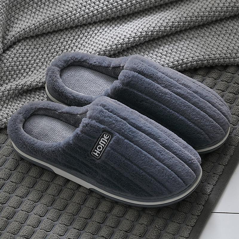 Home cotton slippers winter couple indoor home slippers plush warm non-slip cotton mop home warm