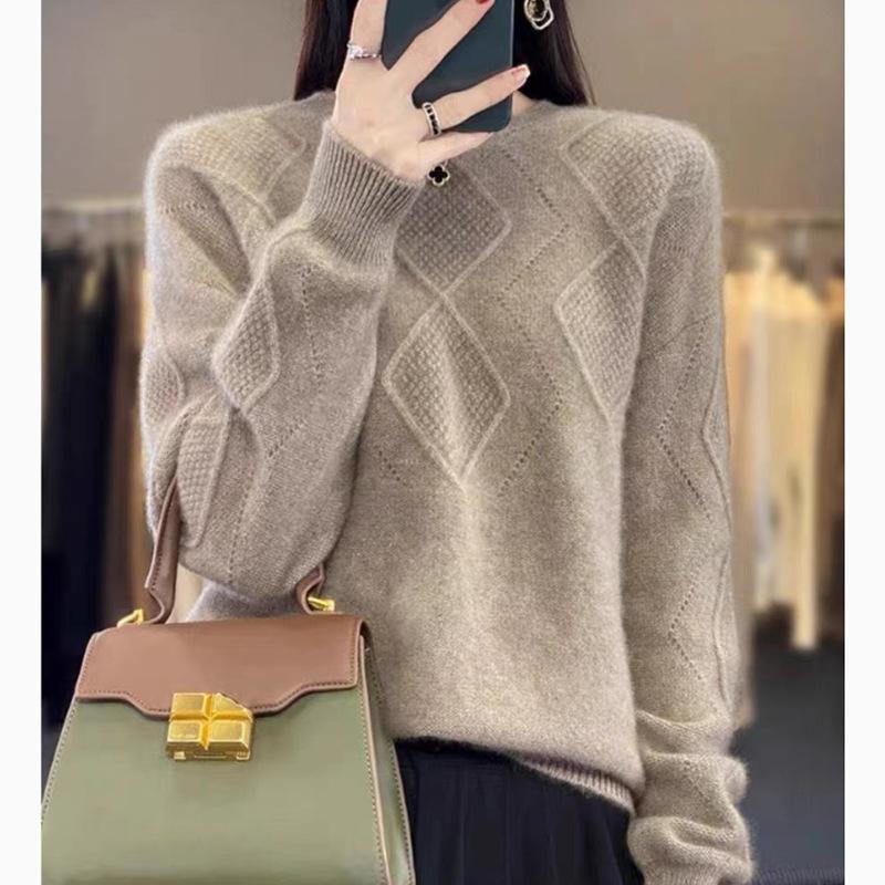 Autumn and Winter Women's Pullover Sweater Knitted Sweater with Round Neck and Loose