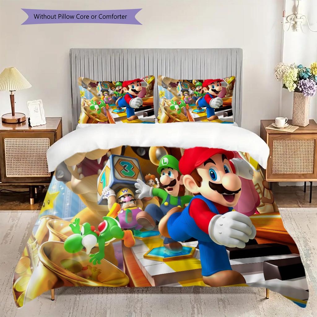 Super Mario Adventure Set Threepiece Set 1 Duvet Cover 2 Pillowcase Without Core Duvet Cover And Pillowcase Soft And Comfortable