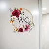 Floral WC Door Sign Sticker Self Adhesive Waterproof Bathroom Toilet Decor