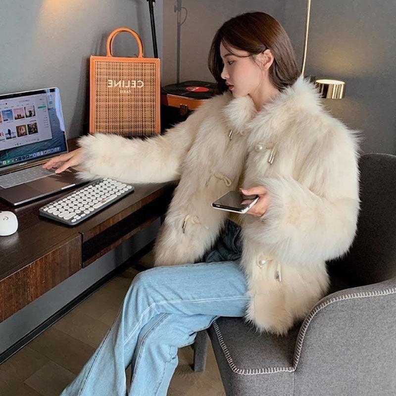 

Осень и зима новая женская легкая свободная шуба из искусственного лисьего меха XL