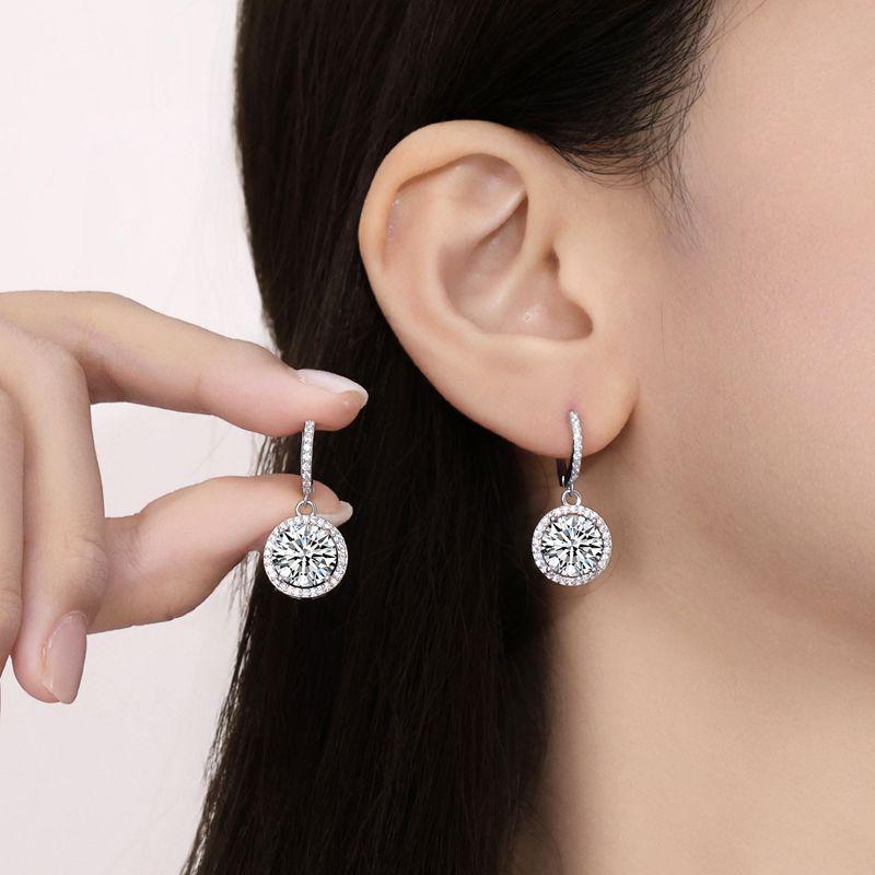 925 Sterling Silver Moissanite Starry Round Stud Earrings, Three Carat, Micro-Paved Design 925 Silver