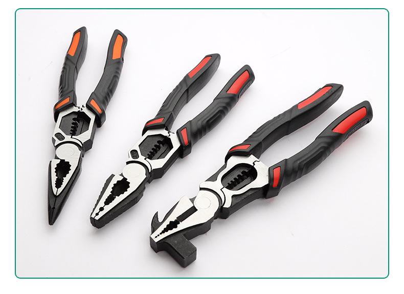 Industrial Grade Multi-Function Needle-Nose Pliers with Wire Cutters, Diagonal Cutters, and Hammer