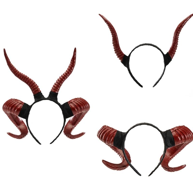 Cosplay Devil Horn Hairband Goat Horn Hairhoop Dress Up Costume Gothic Headband