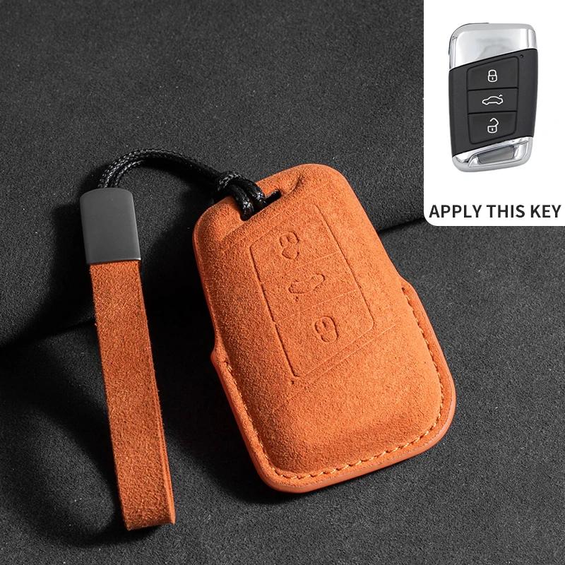 Suede Car Key Case Cover Fob Keychain for VW Volkswagen Golf 7 MK7 Tiguan MK2 for Ateca Leon FR Ibiza Skoda Octavia Kodiaq