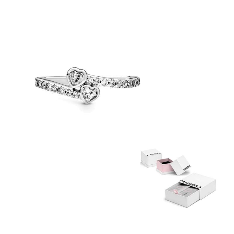 Pandora Eleganter 925 Silber Glänzender Herz Ring Damenringe 191023CZ