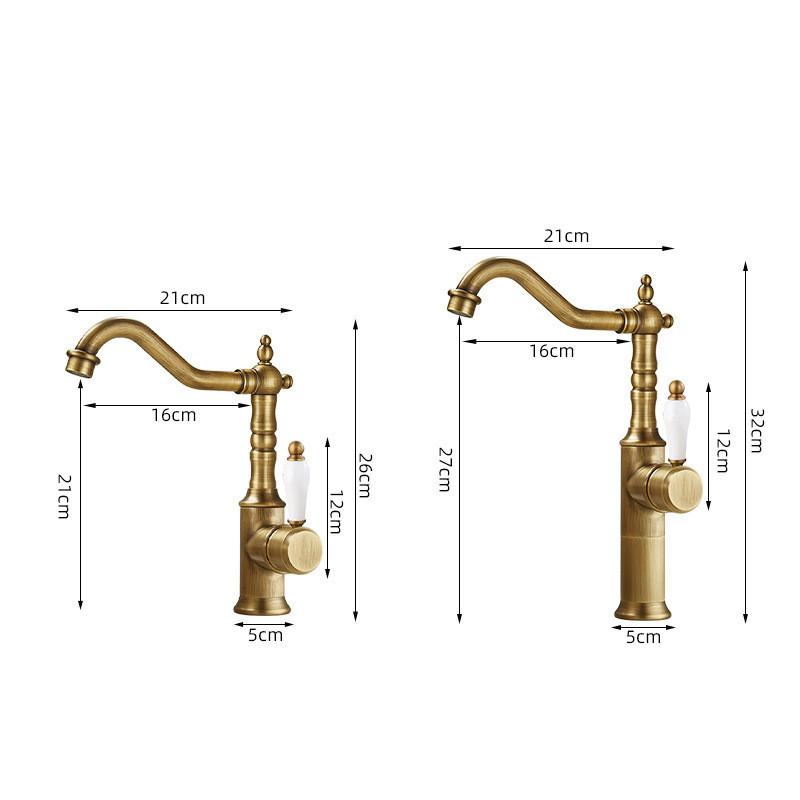 Antiker Bronze-Waschtischhahn, goldener Badhahn, Deckmontage, schwarzer Küchenhahn, Spültischhahn, heiß/kalt, Chrom, Waschtischhahn, Messing