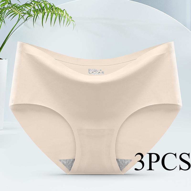 

3 шт./лот женское нижнее белье из шелка Ice Silk без следов нижнее белье со средней талией сексуальные женские трусики с треугольным поясом XXL света кофе