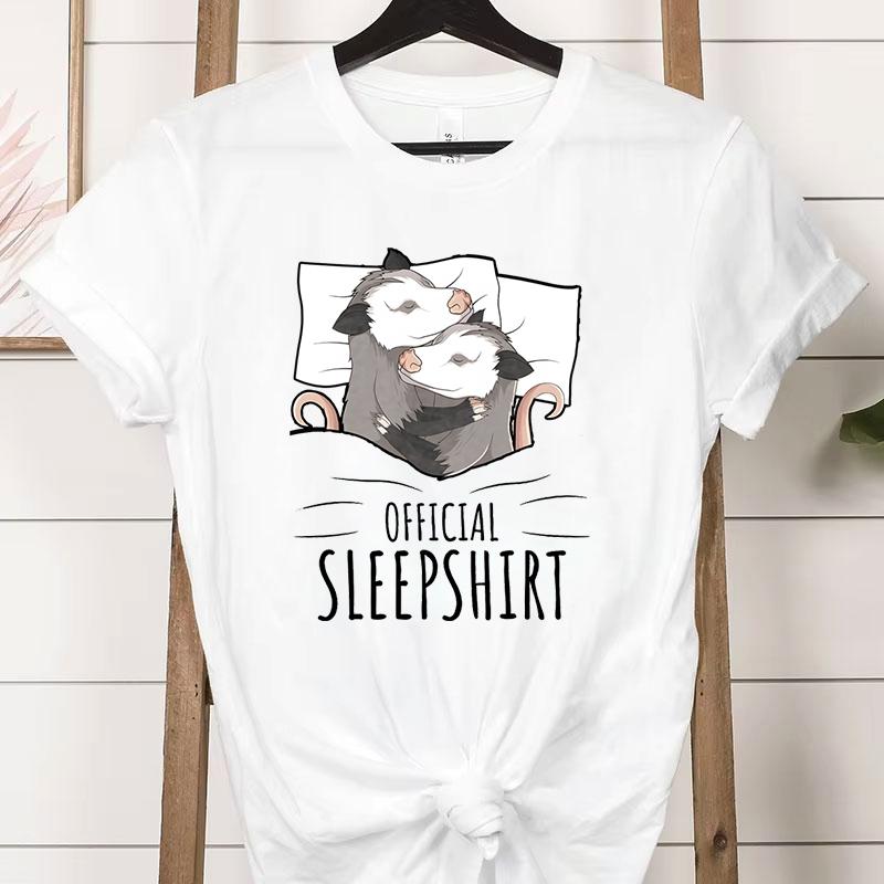 Opossum Official Sleepshirt Graphic T Shirts Women Cute Possum Lover Gift Fashion Casual Tshirt Sleeping Possum Classic Tops S