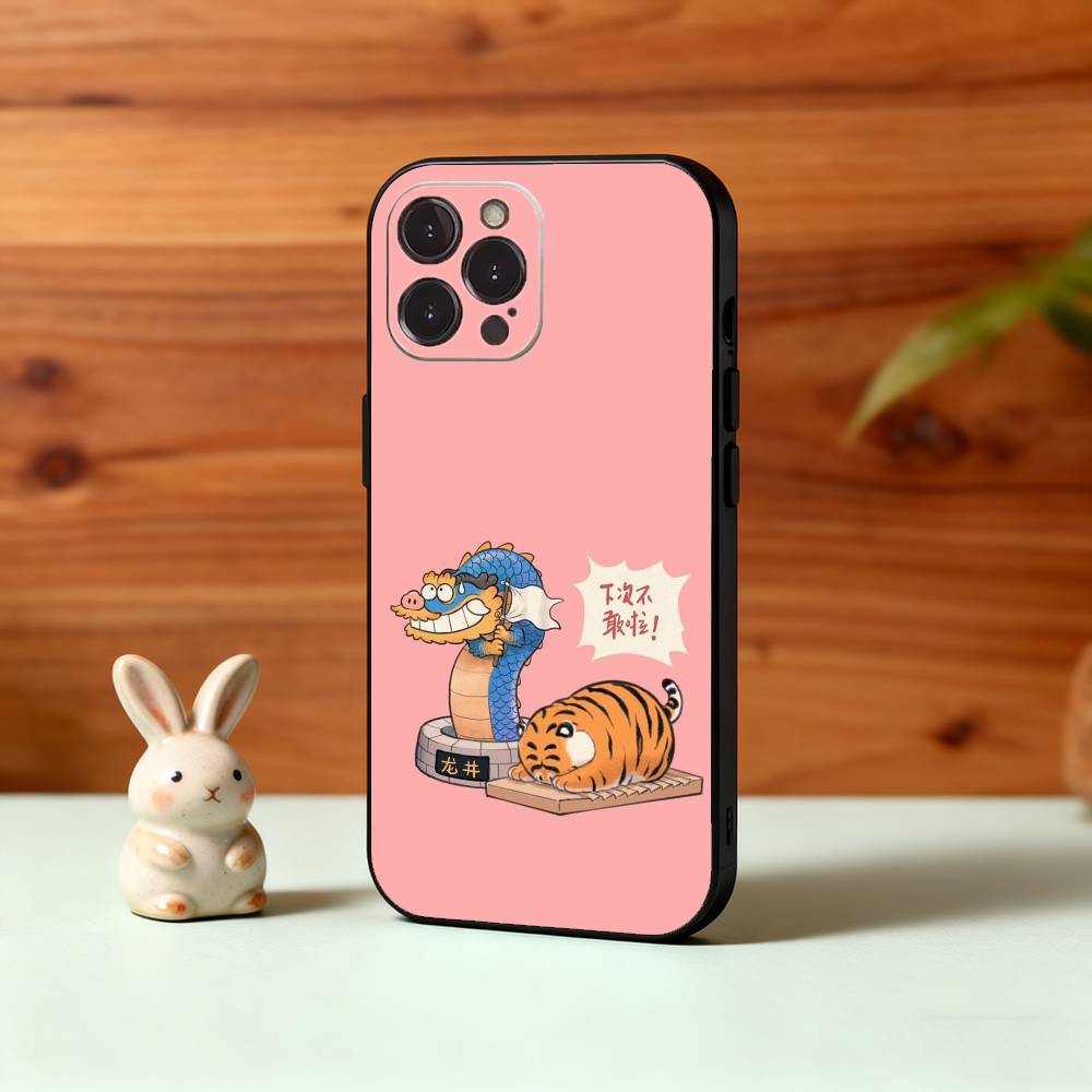 

Cartoon F-Fluffy C-Chubby Tiger Phone Case For iPhone17,16,15,14,13,12,Plus,Pro Max, 5G Others Soft Black Cover iPhone14Plus