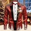 2026 Men's Fashion Christmas Satin Long Sleeve Shirt Christmas Special Edition 3D Printed Snowflake Christmas Tree Cane Candy