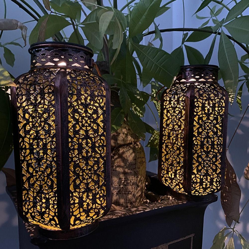 Retro Solar Hanging Lantern with Handle Atmosphere Lamp Garden  Landscape Led Solar Light  Outdoor