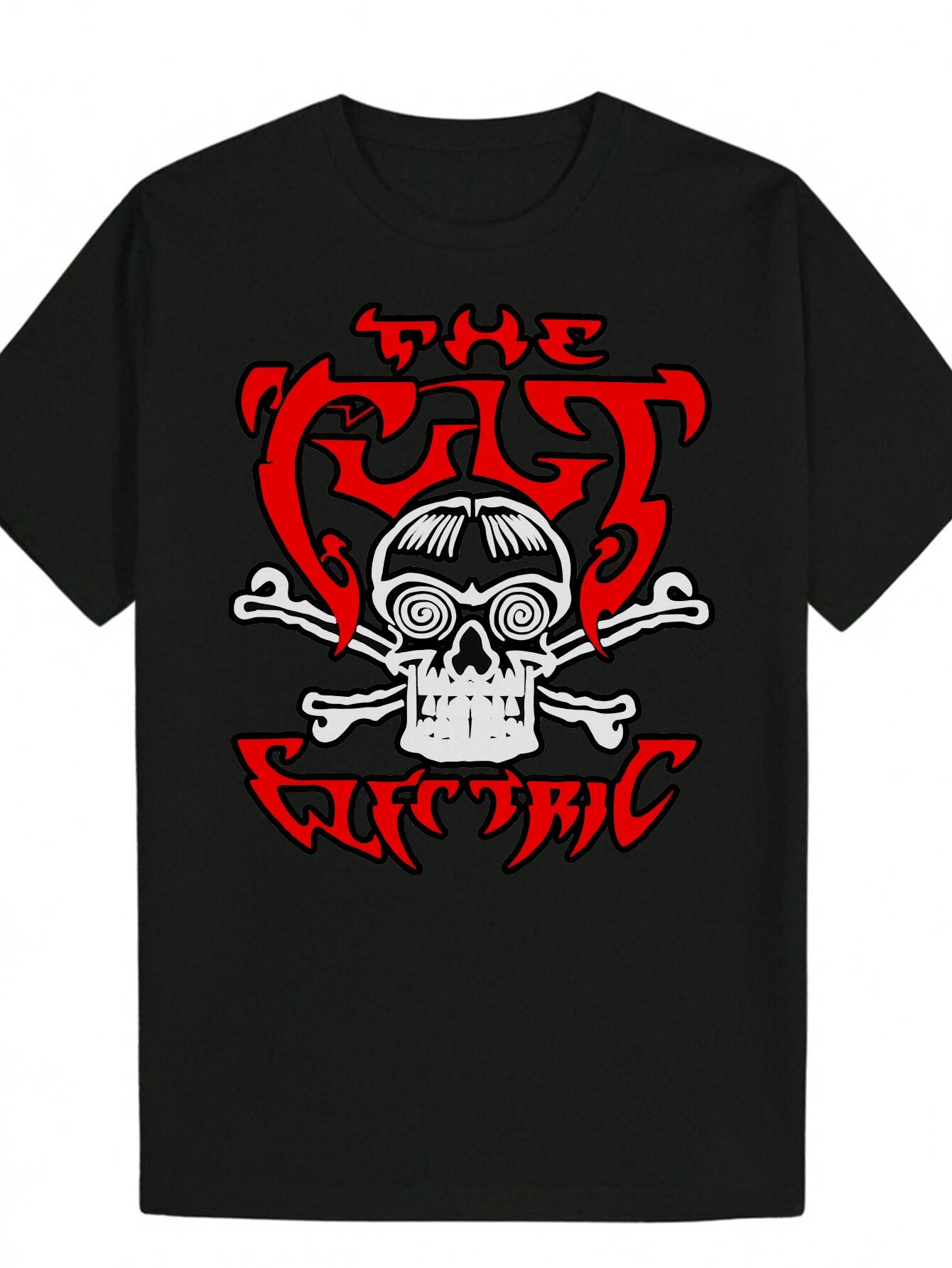 Crew Neck T-shirt - Graphic Tee with Bold Skull & Crossbones Design XXXL