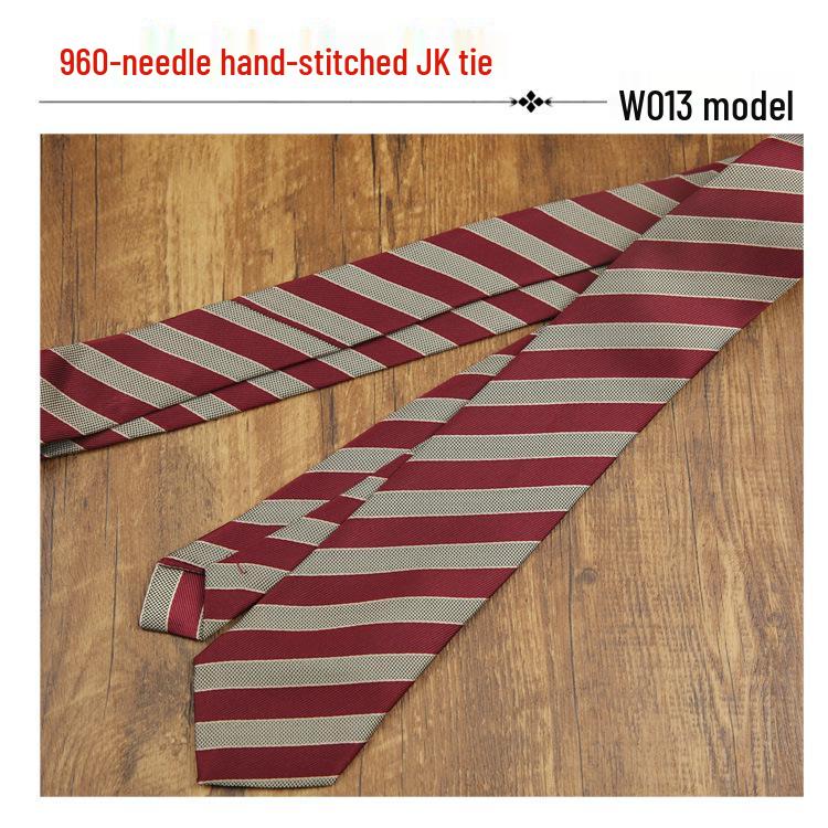 Унисекс Японский Школьный Стиль Молния Галстук - Винно-Красный/Темно-Синий Полосатый Модный