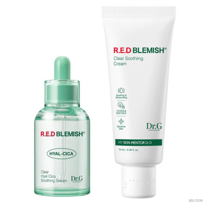 Dr.G RED Blemish Clear Hyal-Cica Soothing Serum 50ml & Clear Soothing Cream 70ml Set (+Free gift)