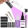 Professionelles UV-Haarverlängerungs-Werkzeug-Kit Schnellaushärtende UV-Lampe 30g UV-Kleber 30ml Entferner Anti-UV-Schutz für Salon Zuhause UV-Haar-Set