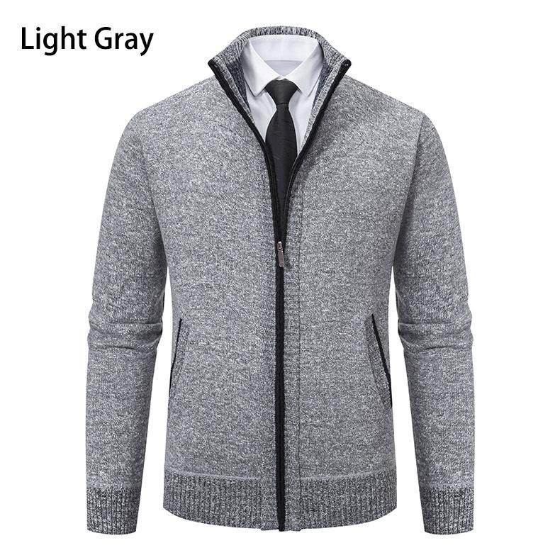 Pánský pletený kardiganový svetr s fleecovou podšívkou v korejském stylu na podzim/zimu 2024: Trendy Silné Svrchní Oblečení