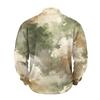 Men's Retro Corduroy Long Sleeve Shirt with Stand Collar and Pocket, Printed Casual Top