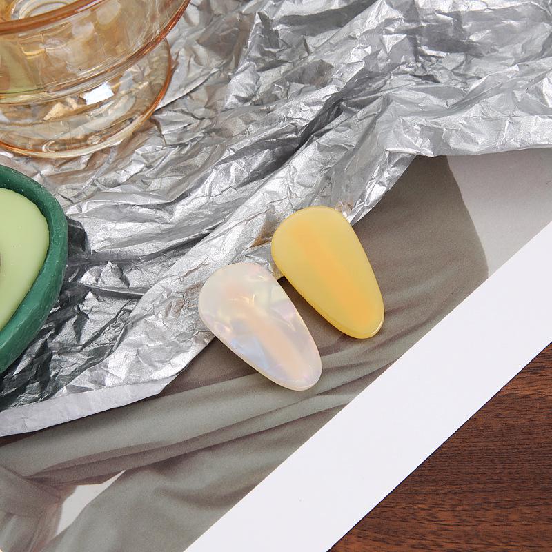 Textured Acetate Color Block Duckbill Hair Clips - Fashionable Water Drop Side Clips (Pair)