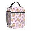 Bestselling Pink Guinea Pig And Strawberry Pattern Solid Color Foldable Lunch Bag Middle School Carry Lunch Bag