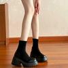 Thick-soled heightening Martin boots 2025 autumn and winter elastic socks boots thin long boots short boots suede small over-the-knee boots