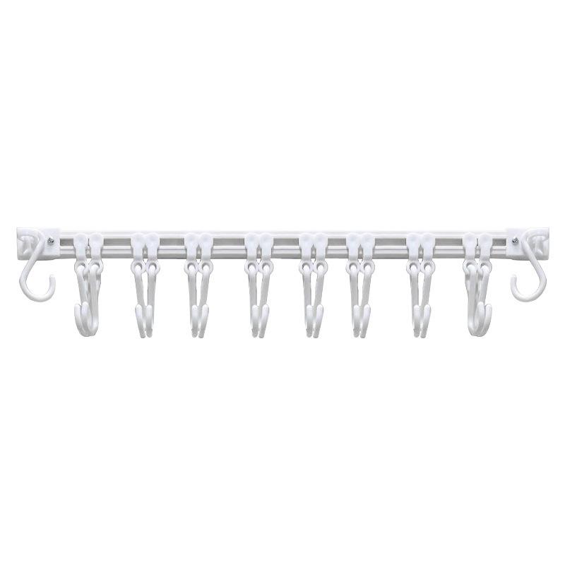 Sliding Hanging Hook Rack for Cabinet Doors, No-Drill Adhesive Rail for Spoons, Spatulas, and Kitchen Tools
