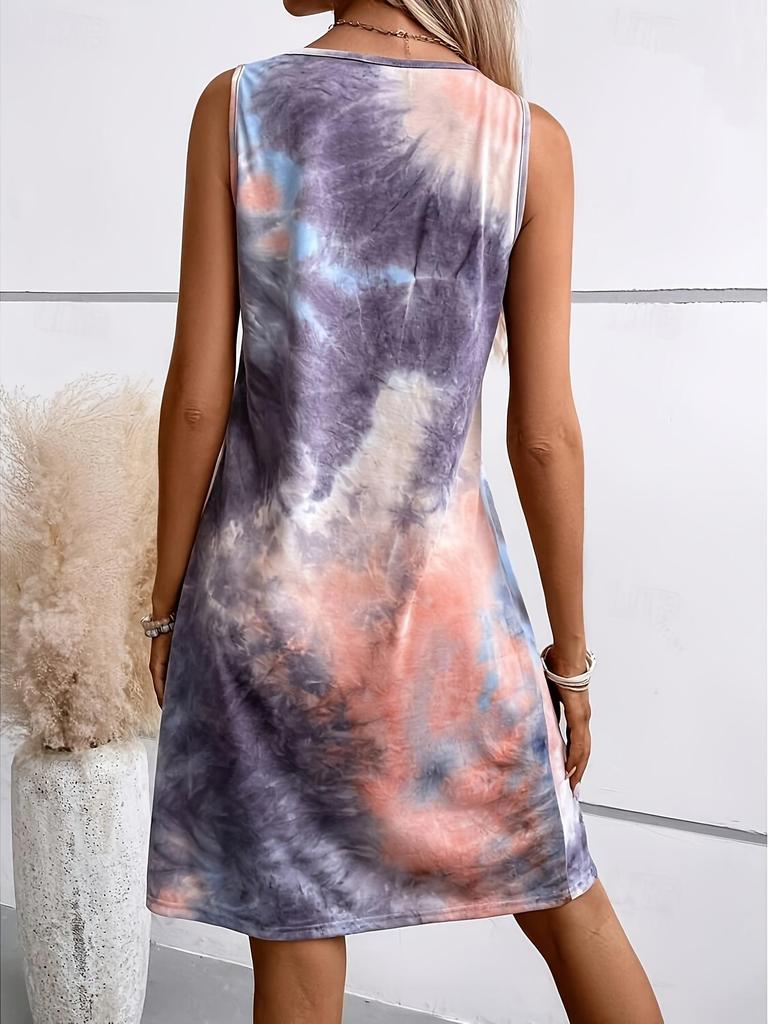 European and American Tie-Dye Sleeveless Loose Vest Dress - Spring/Summer 2026 Fashion
