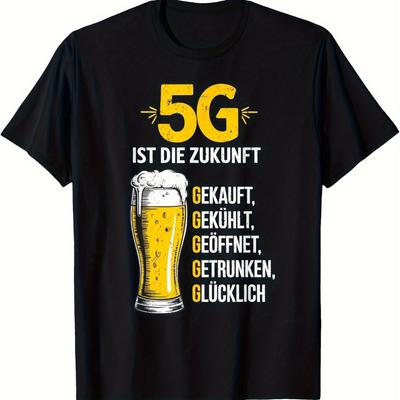MenS Funny German Saying TShirt 5G IST DIE ZUKUNFT 5G Is The Future Beer Mug Graphic Tee Black Shirt Short Sleeve Shirt Unisex