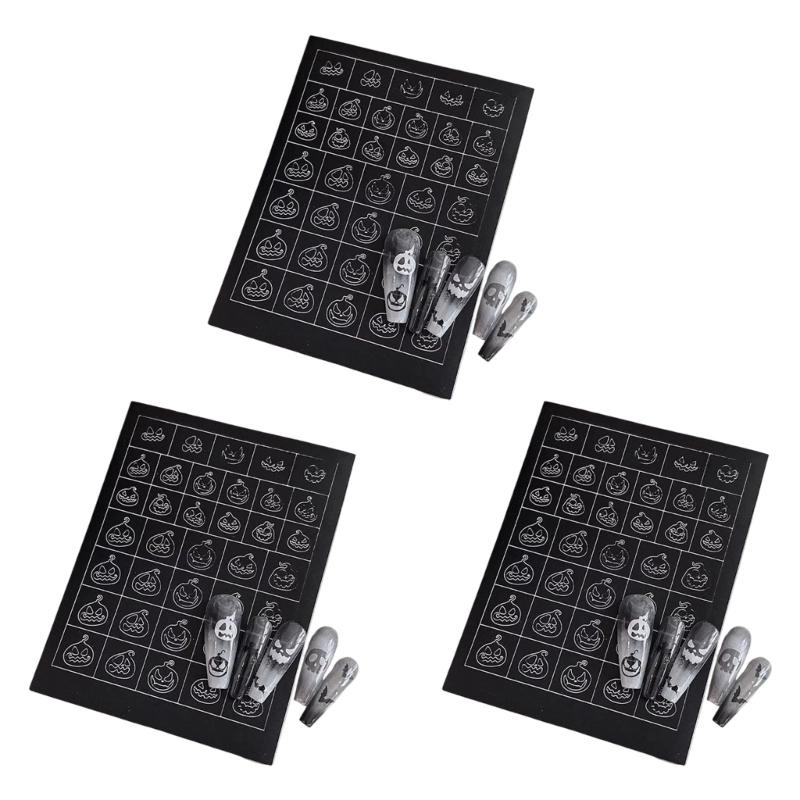 Nail Art Stickers Halloween Party Nail Designs With Spooky Skeleton Patterns Quick Apply Reusable Nail Decorations For Costume Event