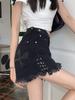 Spicy Black Plus Size High Waist Denim Drawstring Shorts for Women - Summer 2025 Collection