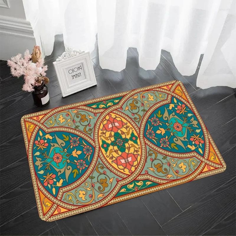 Bohemian Pattern Floor Mat Doormats Home Carpet Foot Mat Bathroom Mats Anti-Slip Mats Home Decor Supplies Carpets